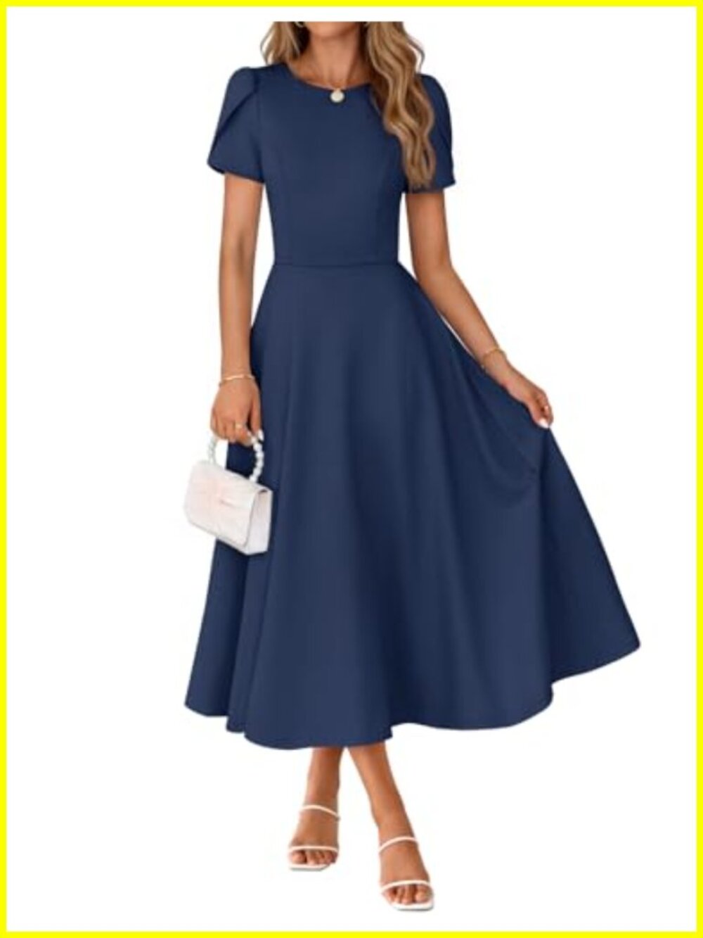 Women's Short Sleeve Midi Dress Formal A-Line Viscose Blend